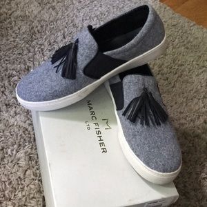 Marc Fisher Sadee Gray Felted Slip On w/ Tassels